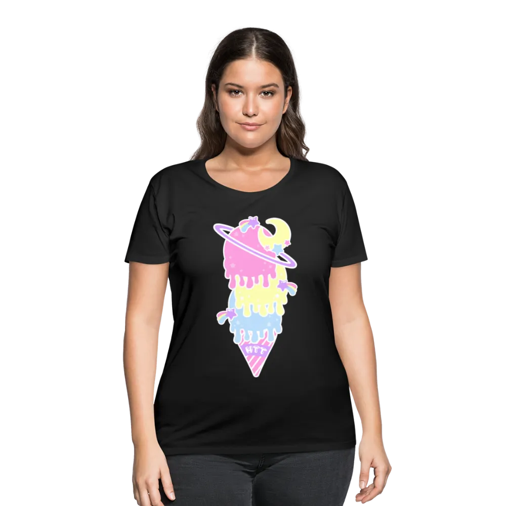 Kawaii cosmic melty ice cream Women’s Plus Size Curvy T-Shirt