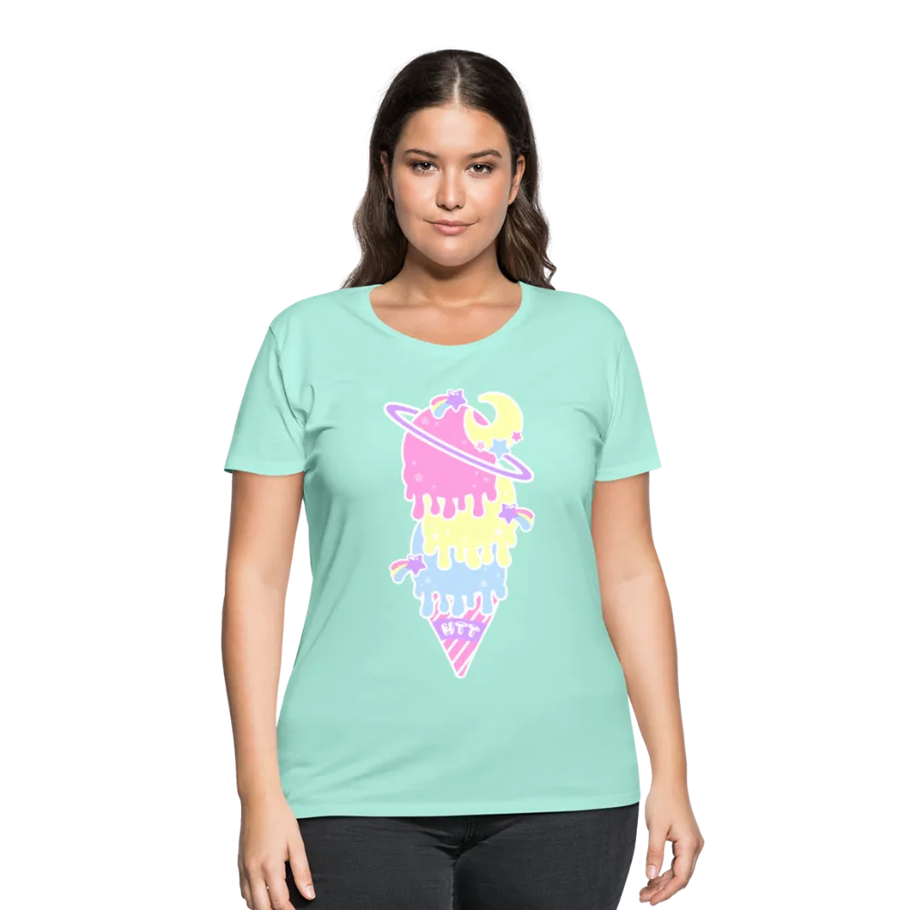 Kawaii cosmic melty ice cream Women’s Plus Size Curvy T-Shirt