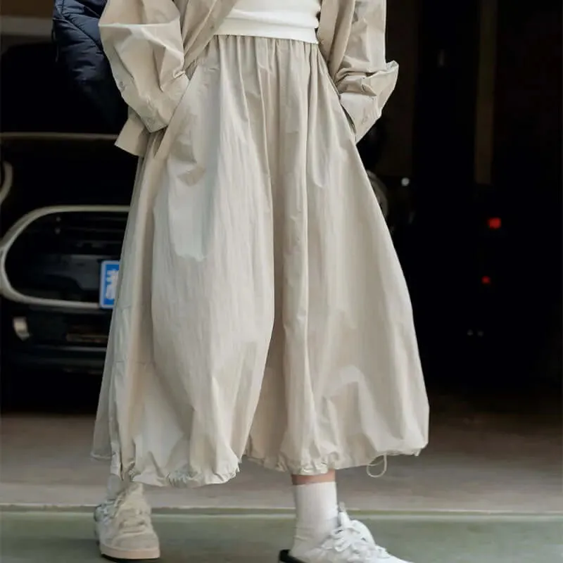 Khaki Maxi Skirt for Women: Summer High Waist Classic