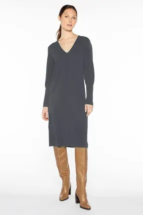 KINROSS CASHMERE - VEE NECK CASHMERE DRESS