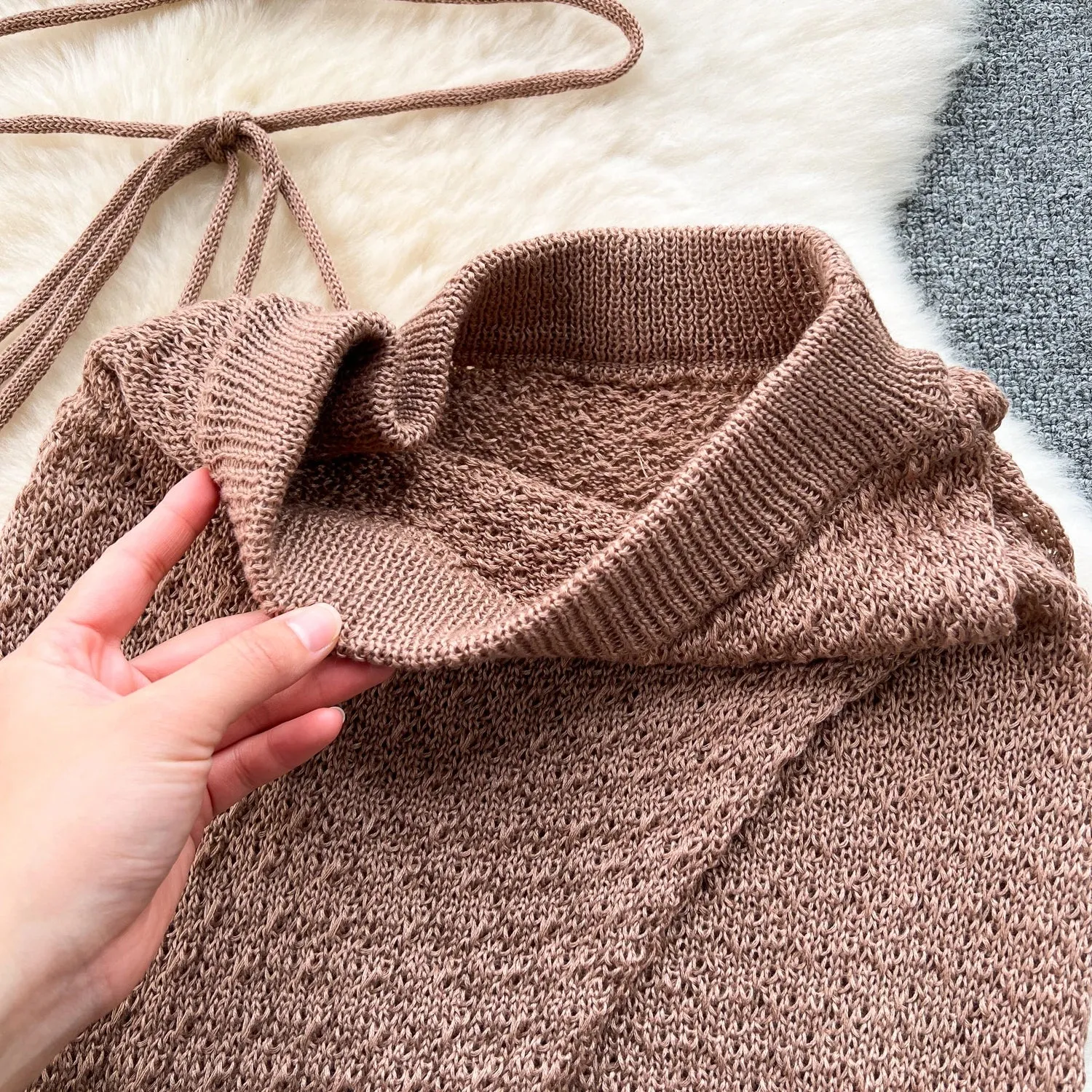 Knitted Top  Split Skirt - Two Pieces Set - multiple colors