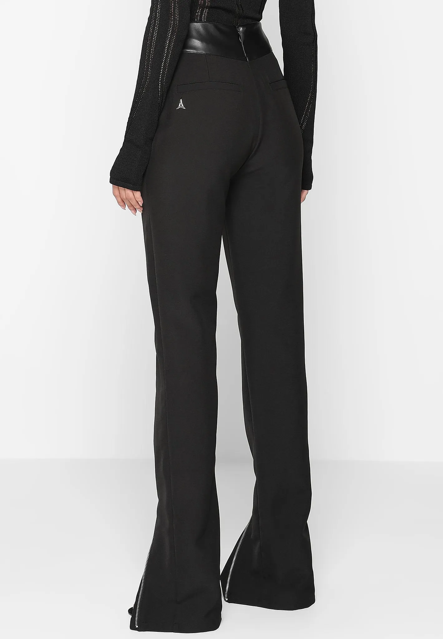 Leather Corset Zip Trousers - Black