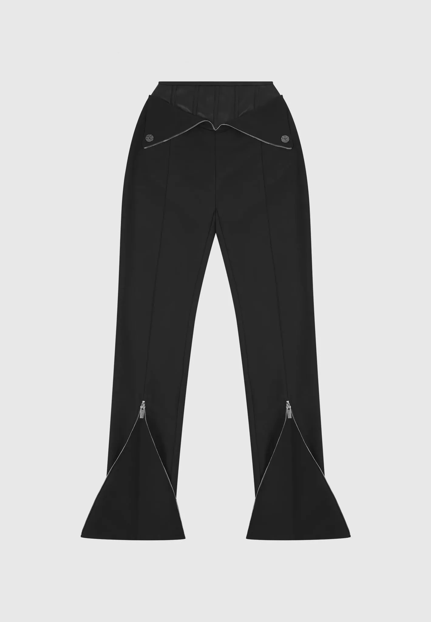 Leather Corset Zip Trousers - Black