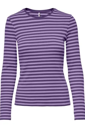 Line Long Sleeved Striped T-shirt - Acai
