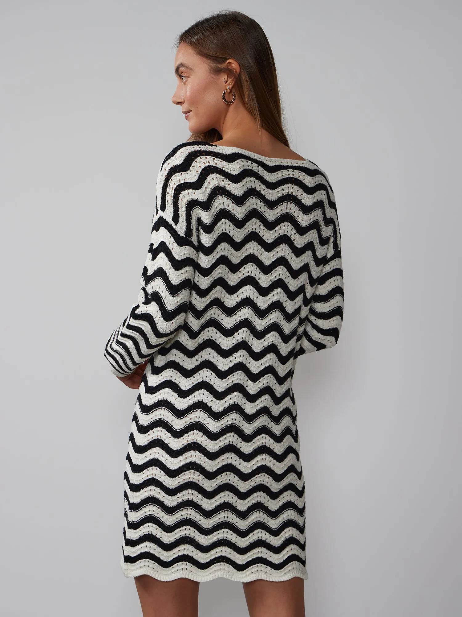 Long Sleeve Wavy Crochet Dress