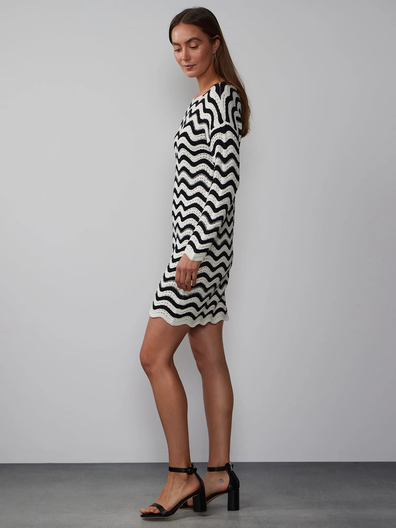 Long Sleeve Wavy Crochet Dress