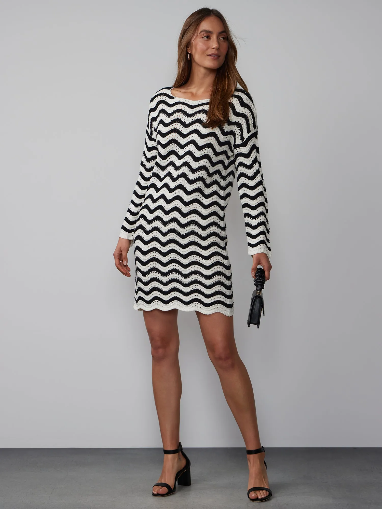Long Sleeve Wavy Crochet Dress