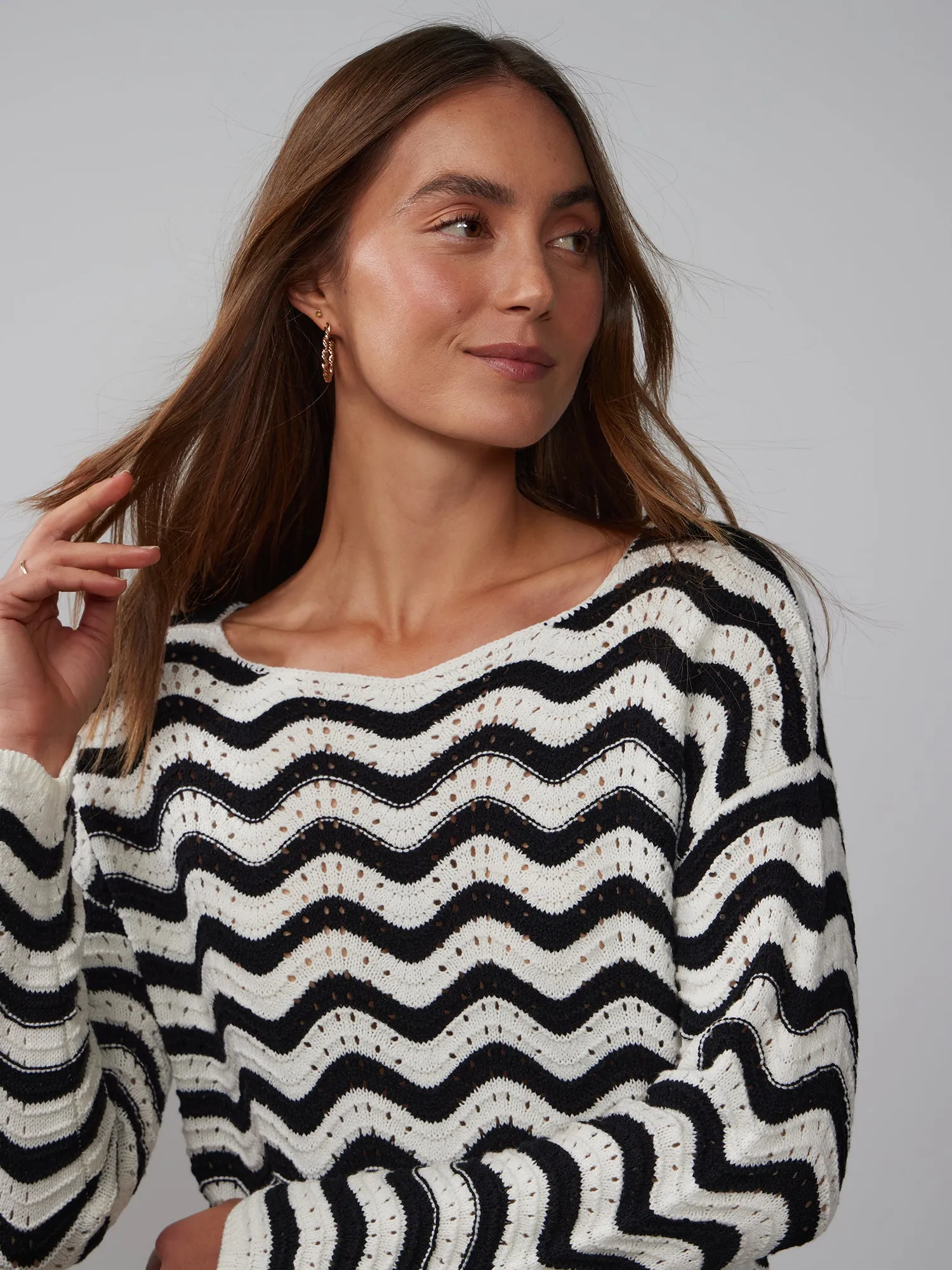 Long Sleeve Wavy Crochet Dress