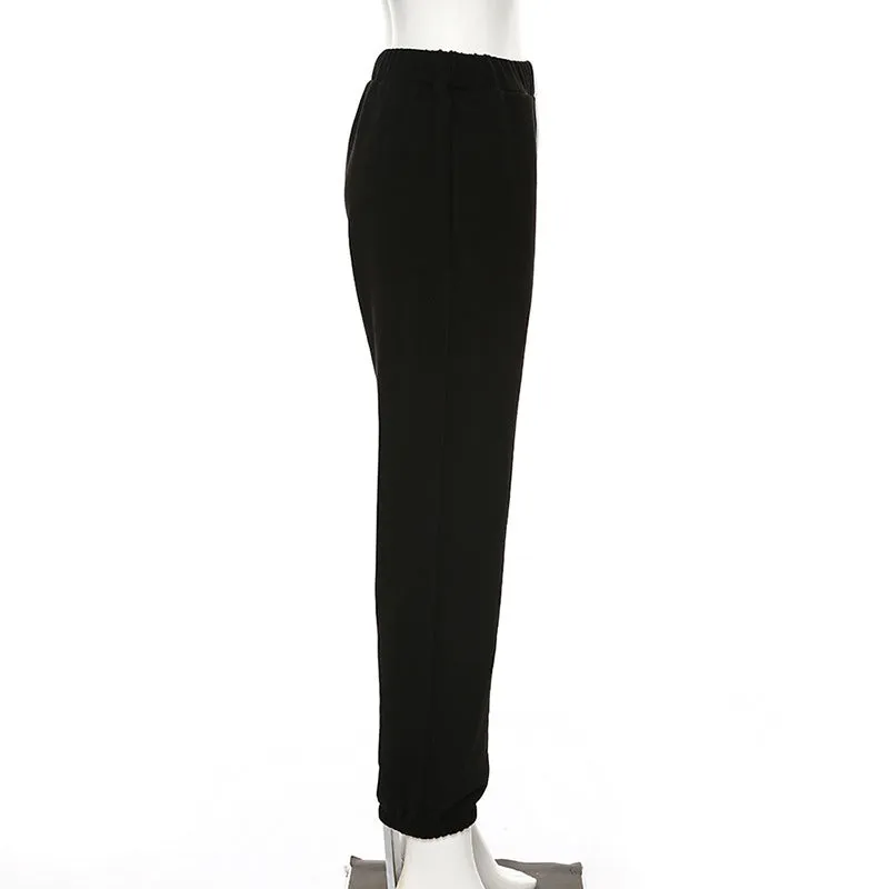 Loose Elastic Waist Loose Colorblock Pants