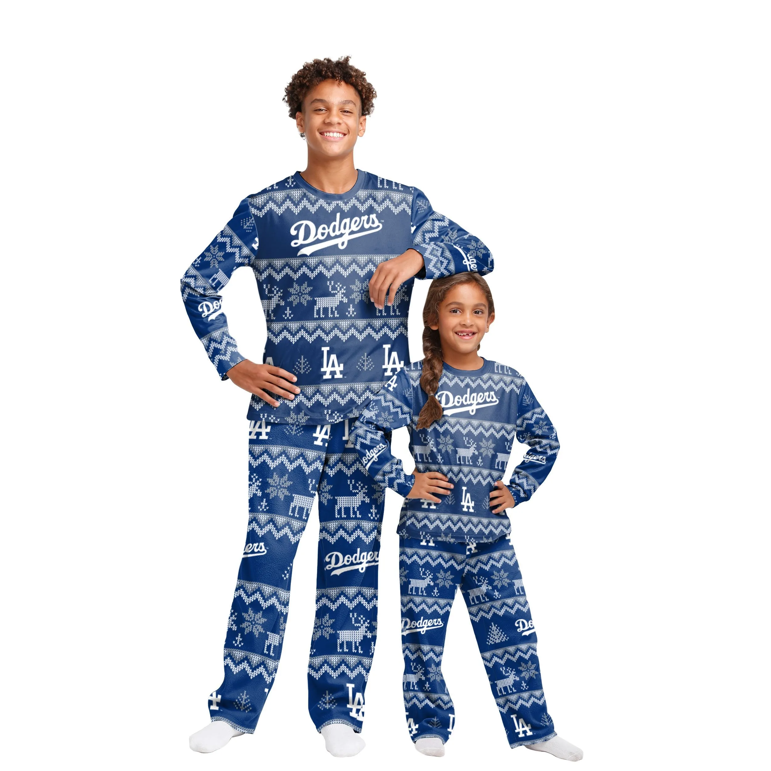 Los Angeles Dodgers MLB Ugly Pattern Family Holiday Pajamas