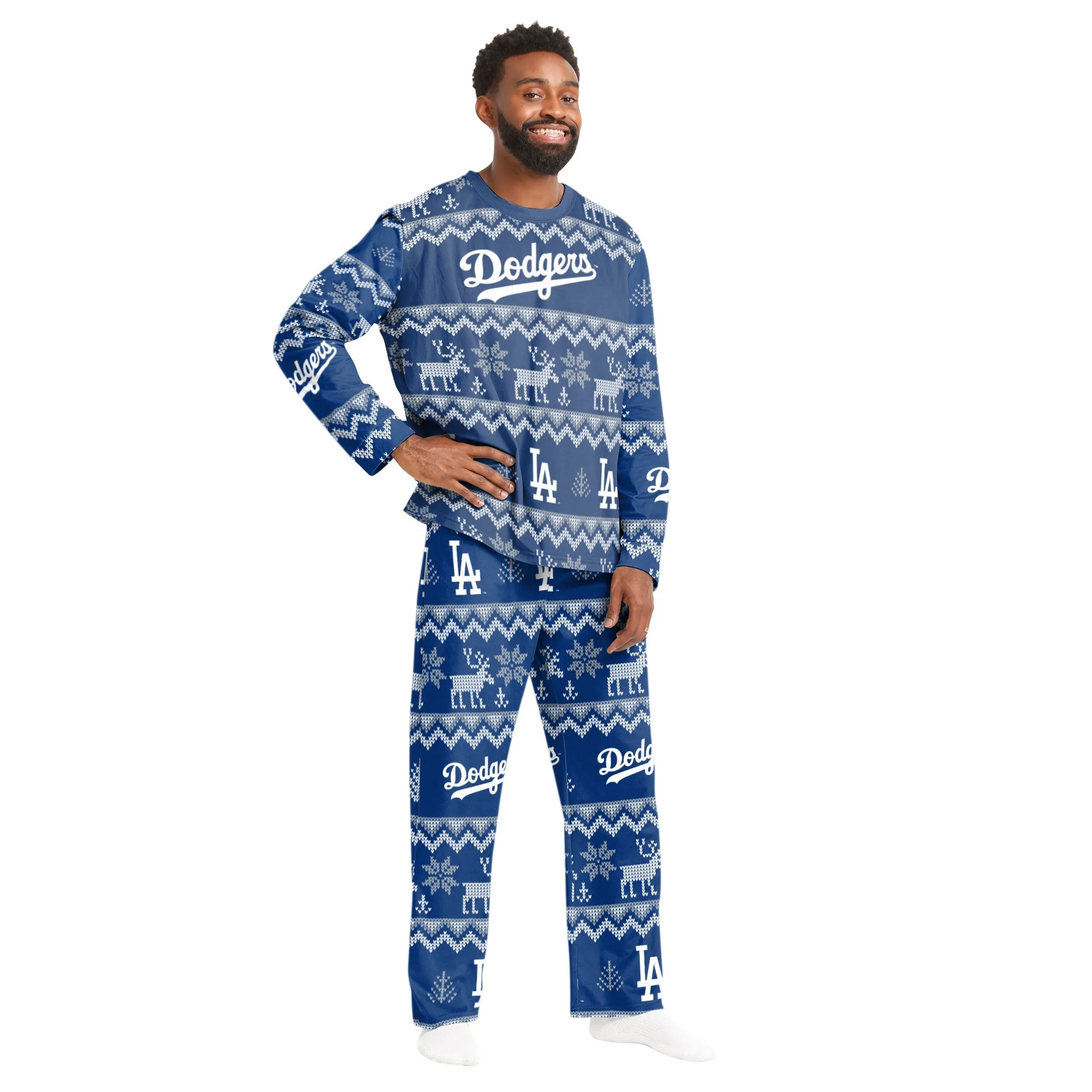 Los Angeles Dodgers MLB Ugly Pattern Family Holiday Pajamas