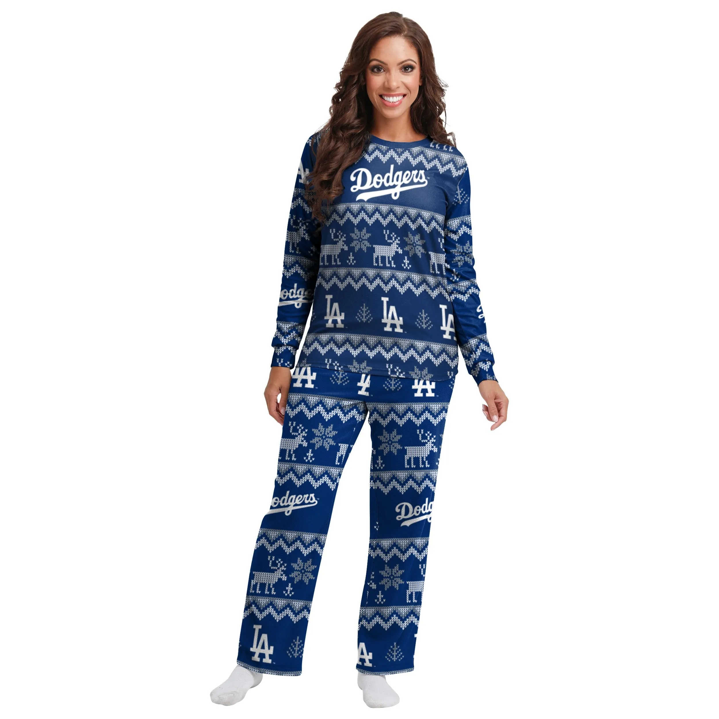 Los Angeles Dodgers MLB Ugly Pattern Family Holiday Pajamas