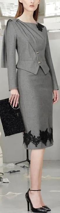 Macrame-Embroidered Wool-Blend Jacket & Skirt Set