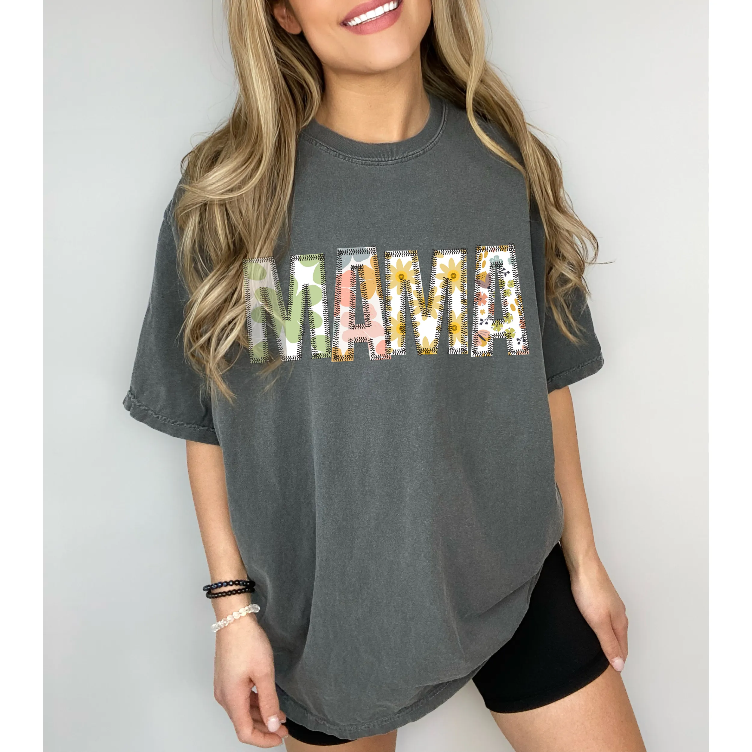 Mama Comfort Colors® T-Shirt, Spring or Summer Tee, Gift for Mom, Faux Embroidered Letters T-Shirt, Mother's Day T-Shirt Gift