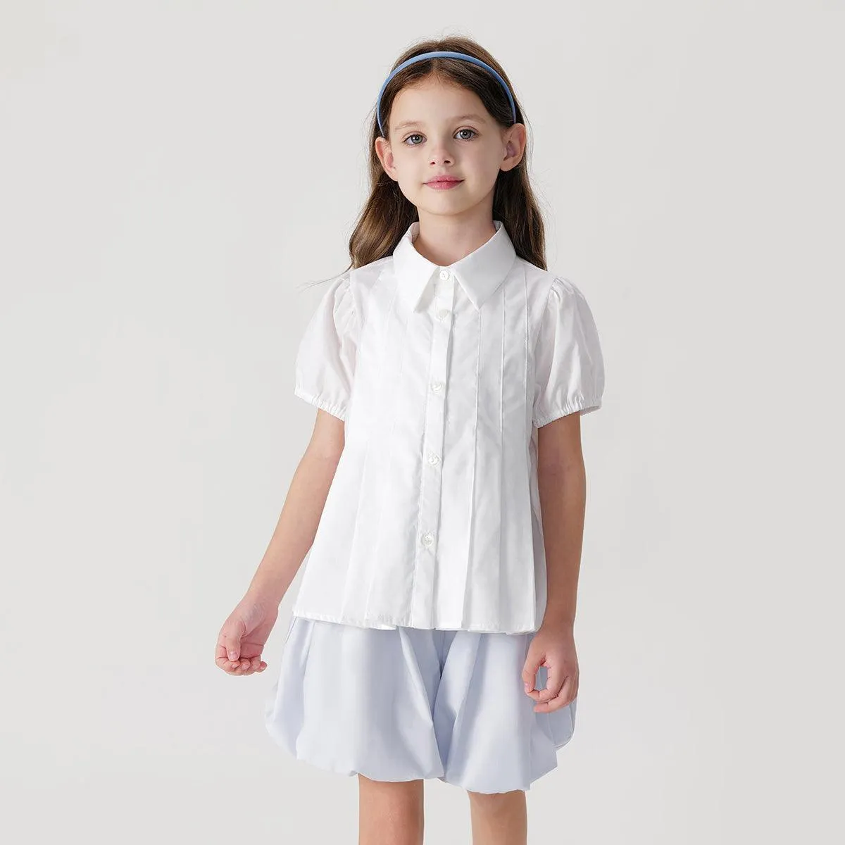 MARC & JANIE Girls Bubble Sleeve Shirt 240602