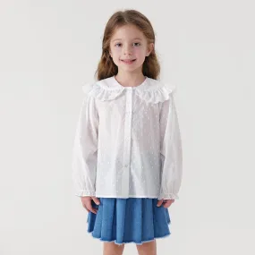 MARC & JANIE Girls Lace Peter Pan Collar Shirt 240233