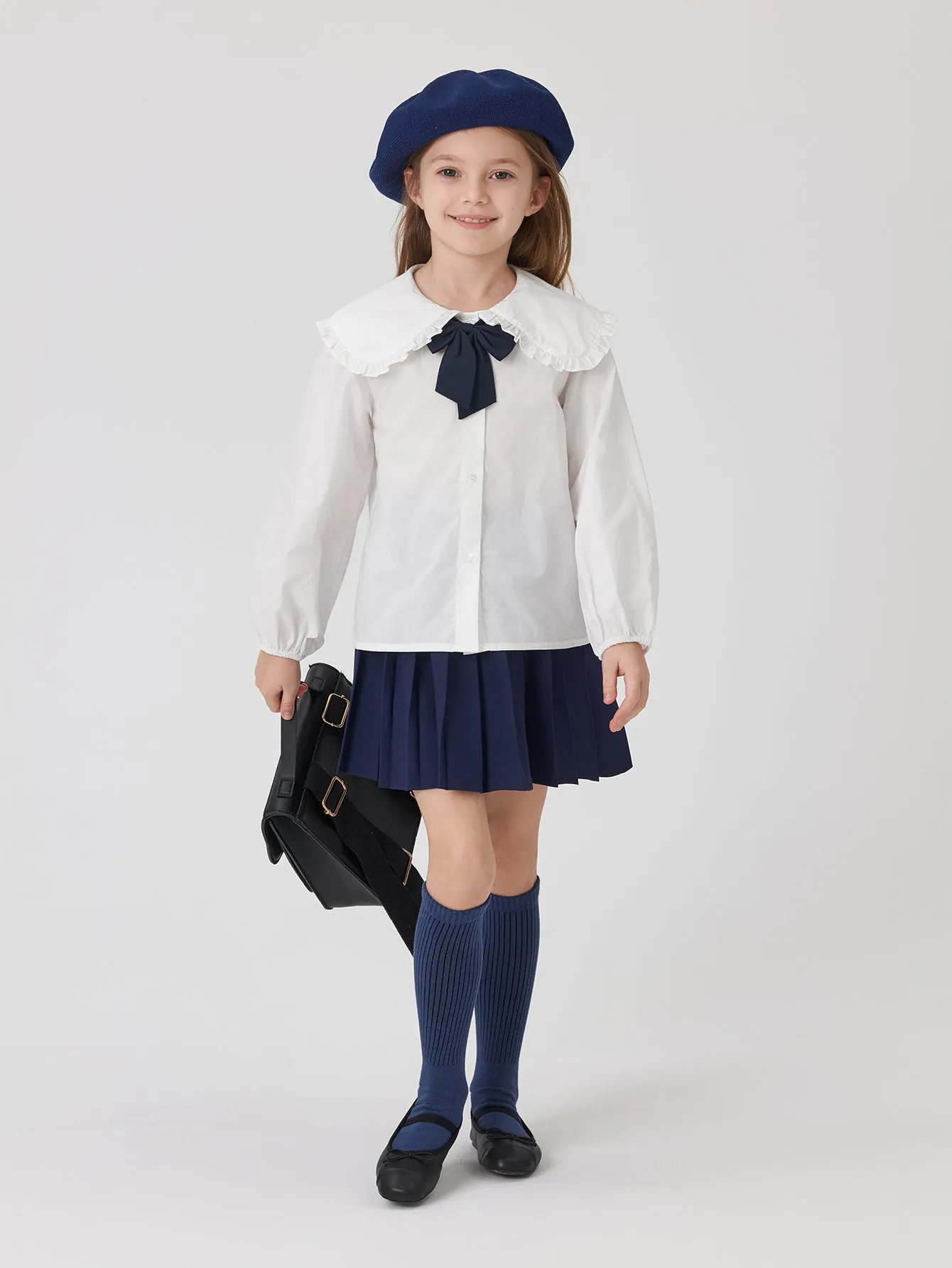 MARC & JANIE Girls Lace Peter Pan Collar White Shirt 240111
