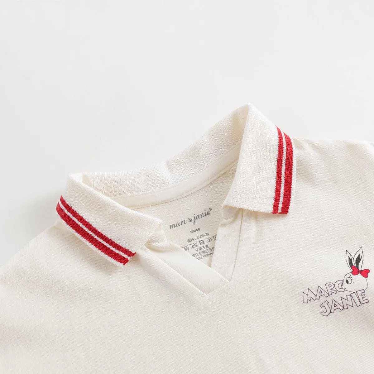 MARC & JANIE Girls Rabbit Print Polo T-shirt 231361