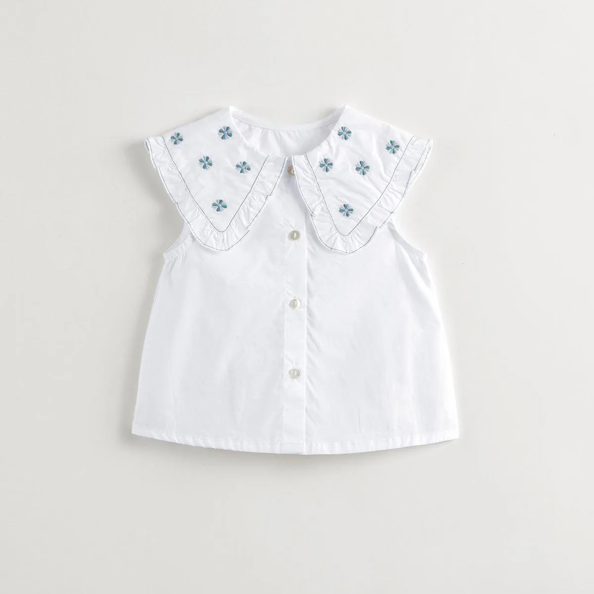 MARC & JANIE Girls Vintage Embroidery Peter Pan Collar Shirt 240599