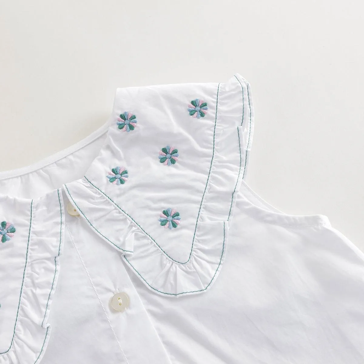 MARC & JANIE Girls Vintage Embroidery Peter Pan Collar Shirt 240599