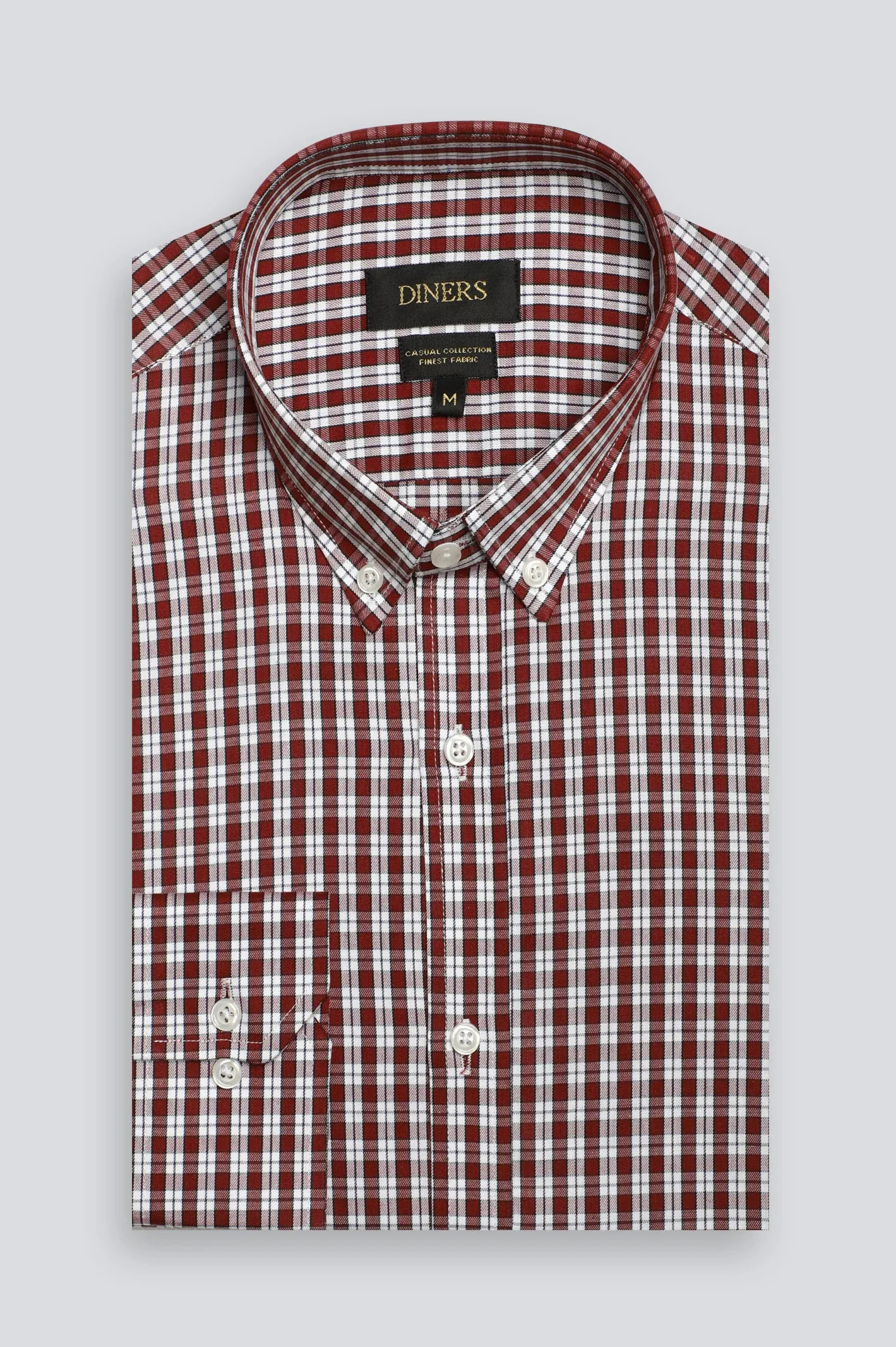 Maroon Tattersall Check Casual Shirt