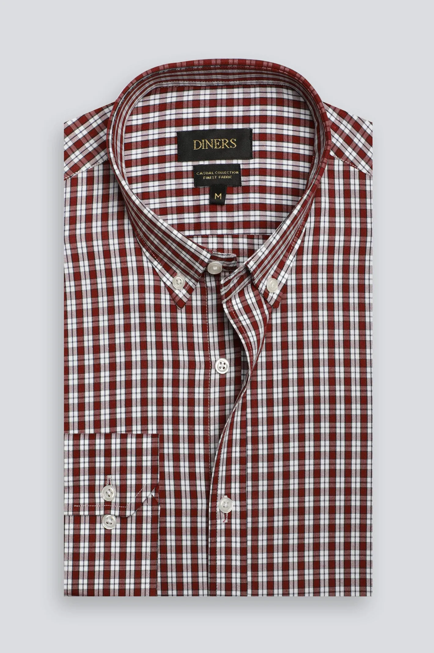 Maroon Tattersall Check Casual Shirt