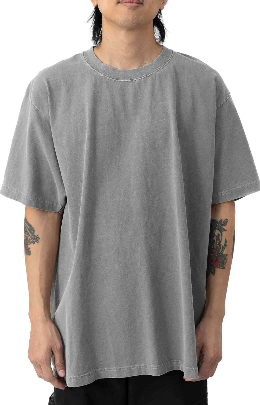Max Oversized Vintage-Dyed Heavyweight Tee - Cement