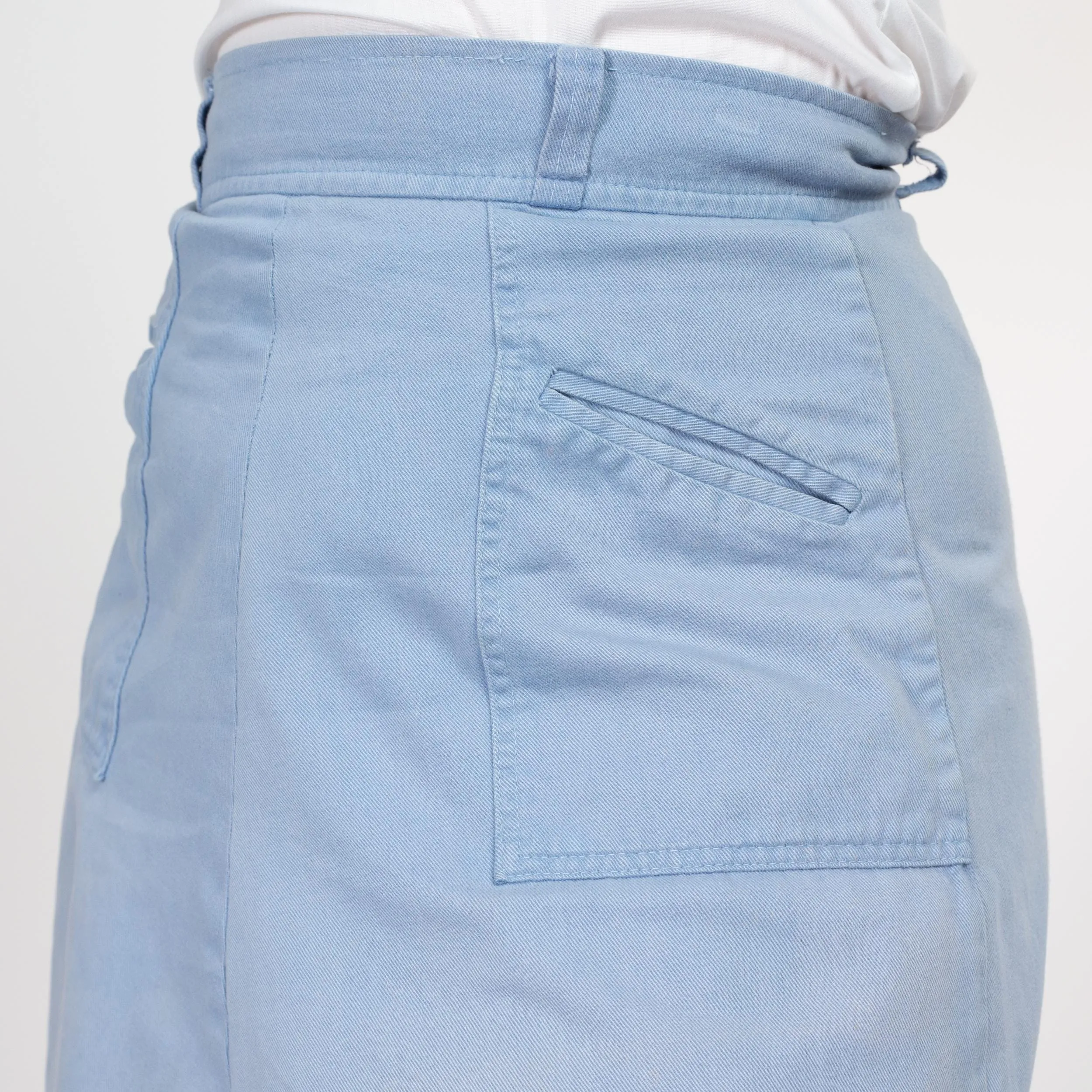 Medium 70s Light Blue Pocket Midi Skirt 29"
