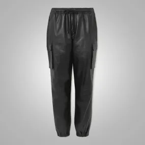 Mens Black Biker Leather Sheep Skin Pant