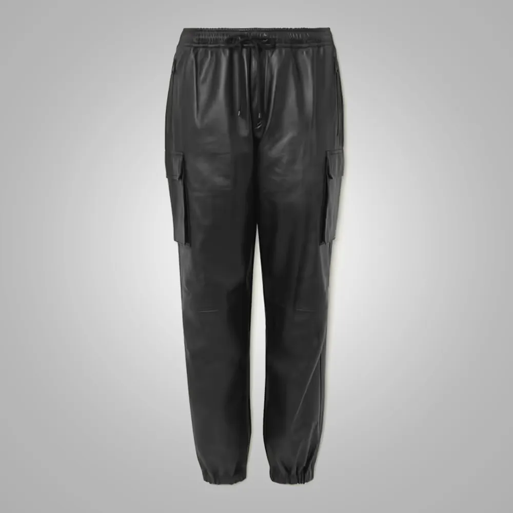 Mens Black Biker Leather Sheep Skin Pant