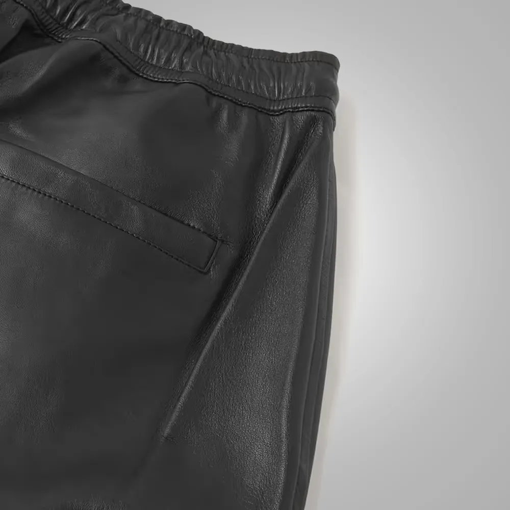Mens Black Biker Leather Sheep Skin Pant