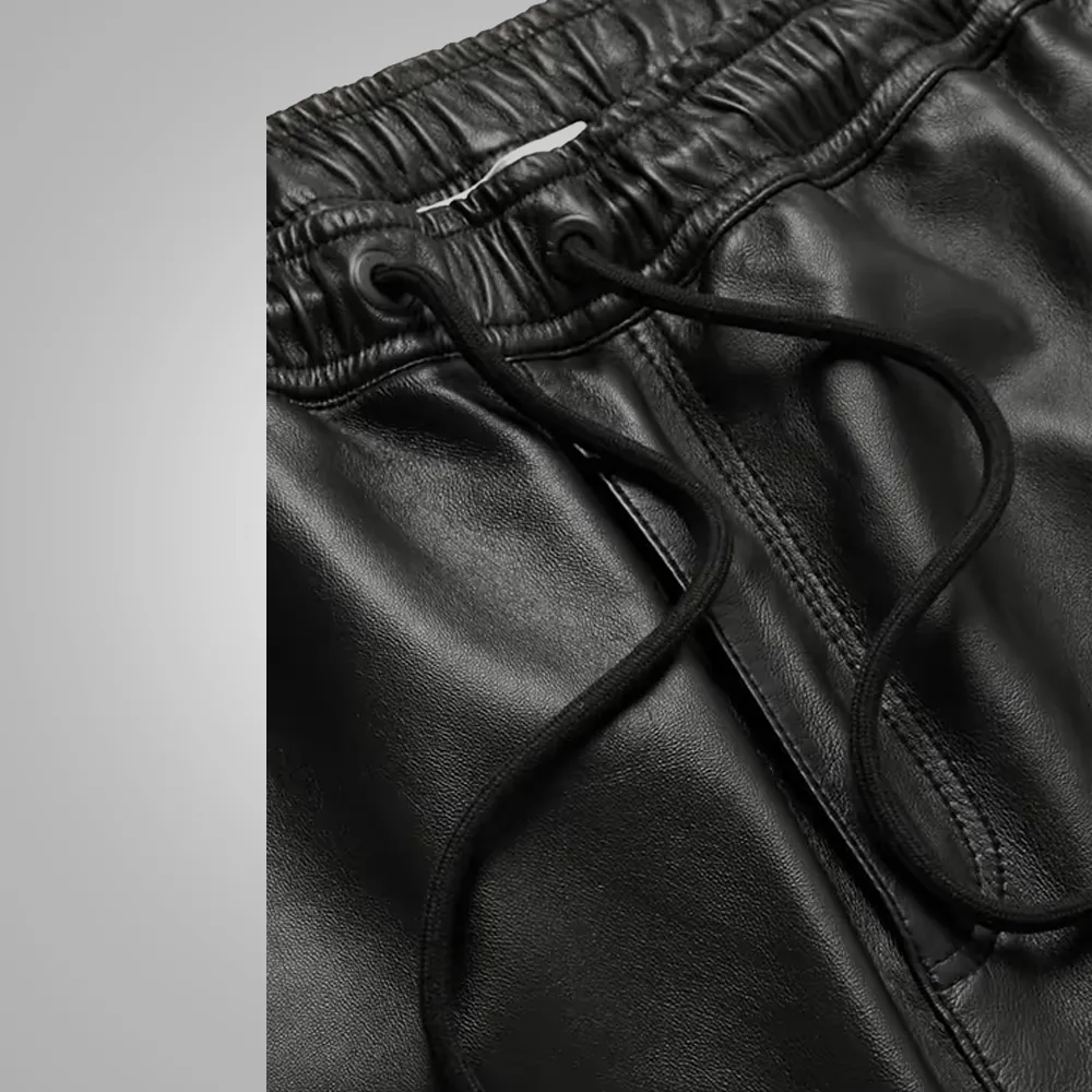 Mens Black Biker Leather Sheep Skin Pant