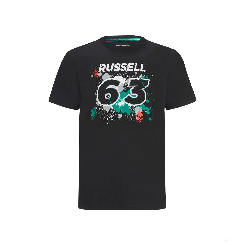 Mercedes George Russell Kids T-Shirt, GEORGE #63, Black, 2022