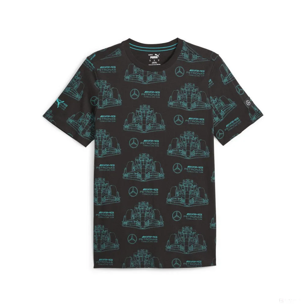 Mercedes t-shirt, AOP logo, black
