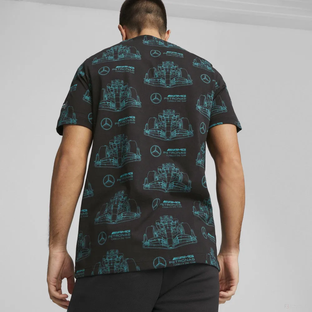 Mercedes t-shirt, AOP logo, black