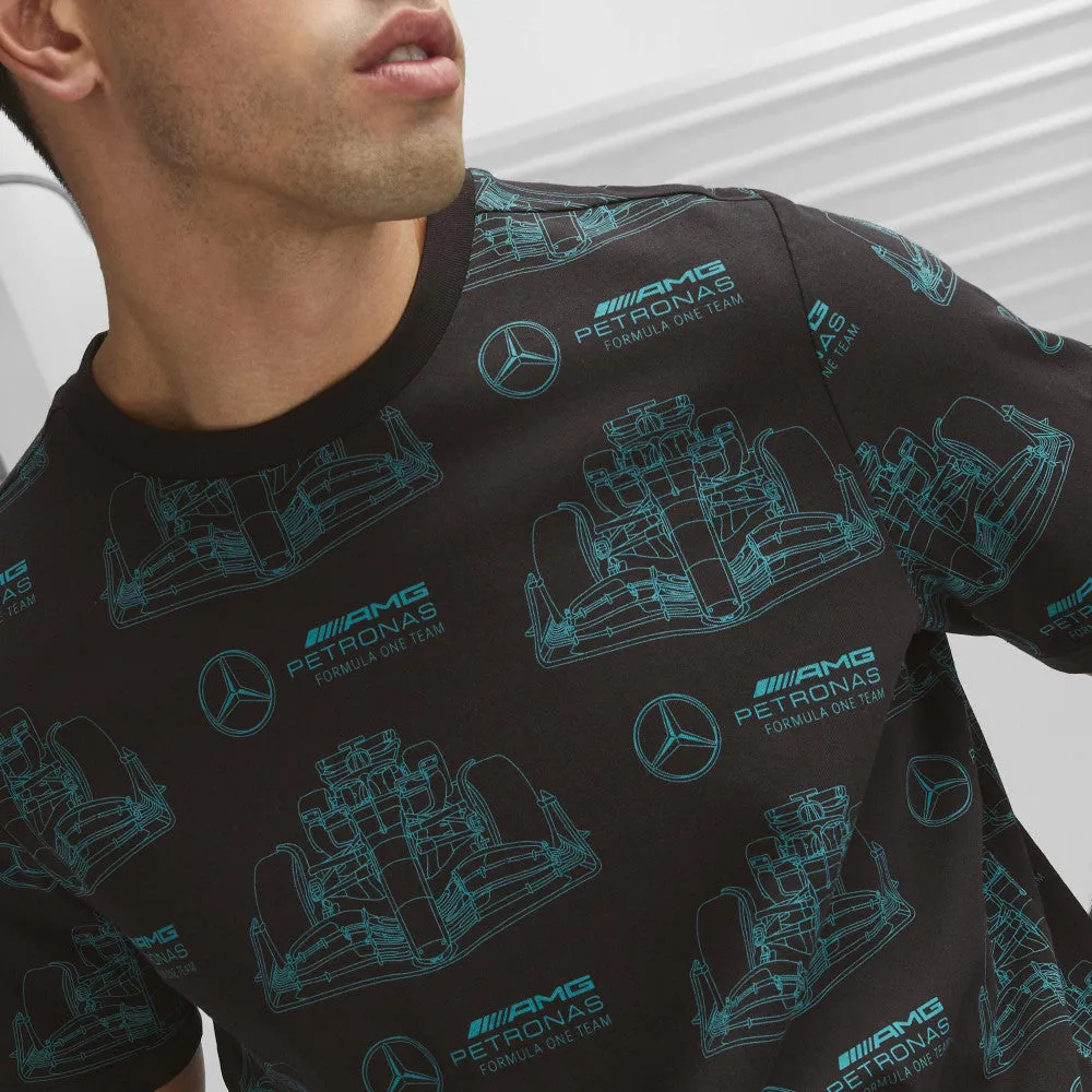 Mercedes t-shirt, AOP logo, black