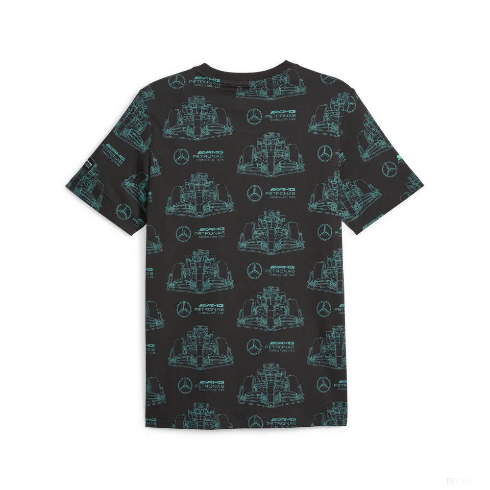 Mercedes t-shirt, AOP logo, black