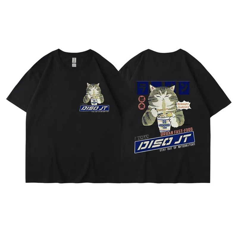 Midnight Canteen Cat Graphic T-Shirt