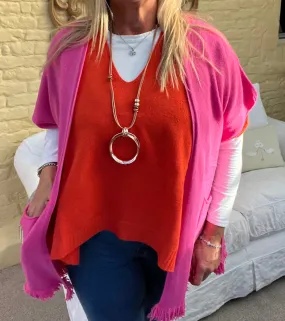 Milan V-Neck Batwing Short Sleeves Jumper Orange
