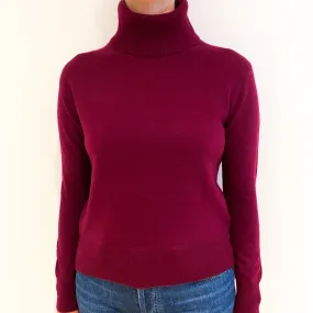 Mulberry Red Cashmere Polo Neck Jumper Small