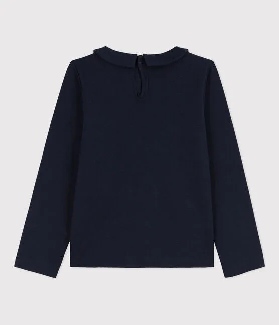Navy Long-sleeved Cotton T-shirt