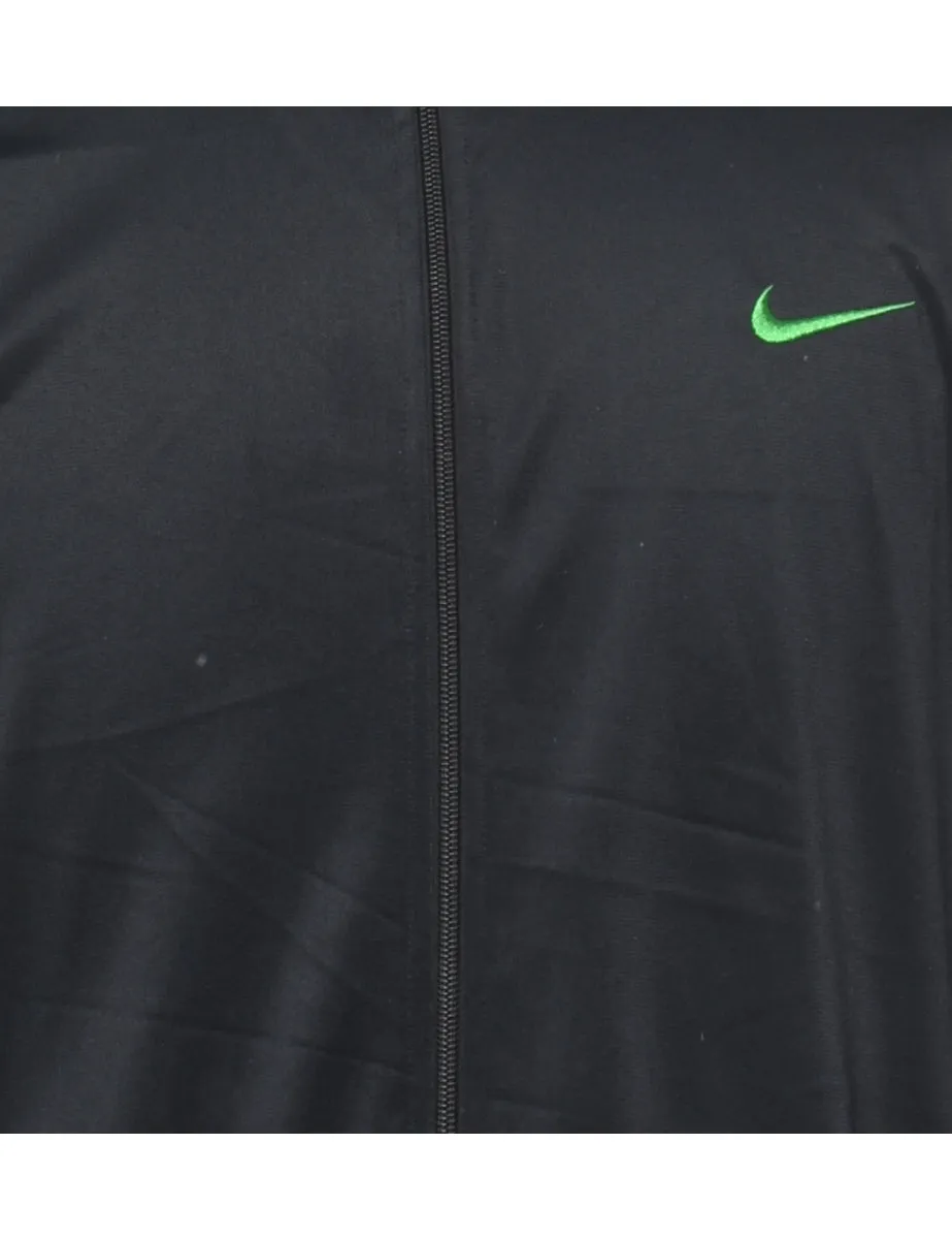 Nike Black & Green Contrast Nylon Track Top - L