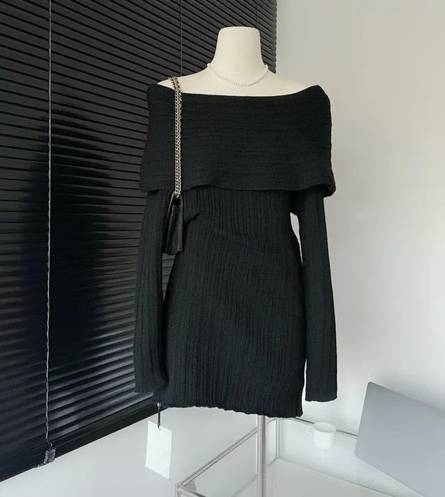 Off-Shoulder Knit Dress