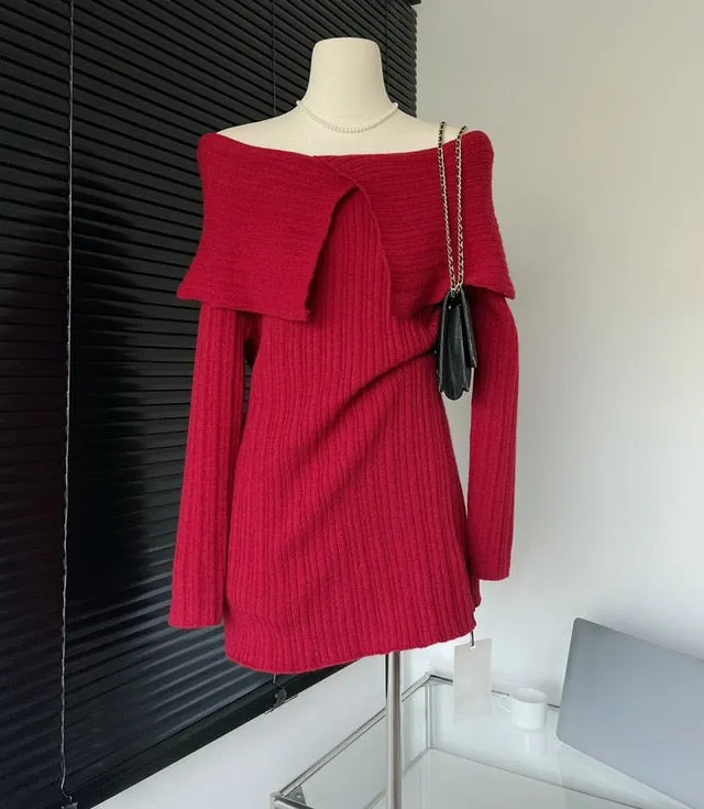 Off-Shoulder Knit Dress