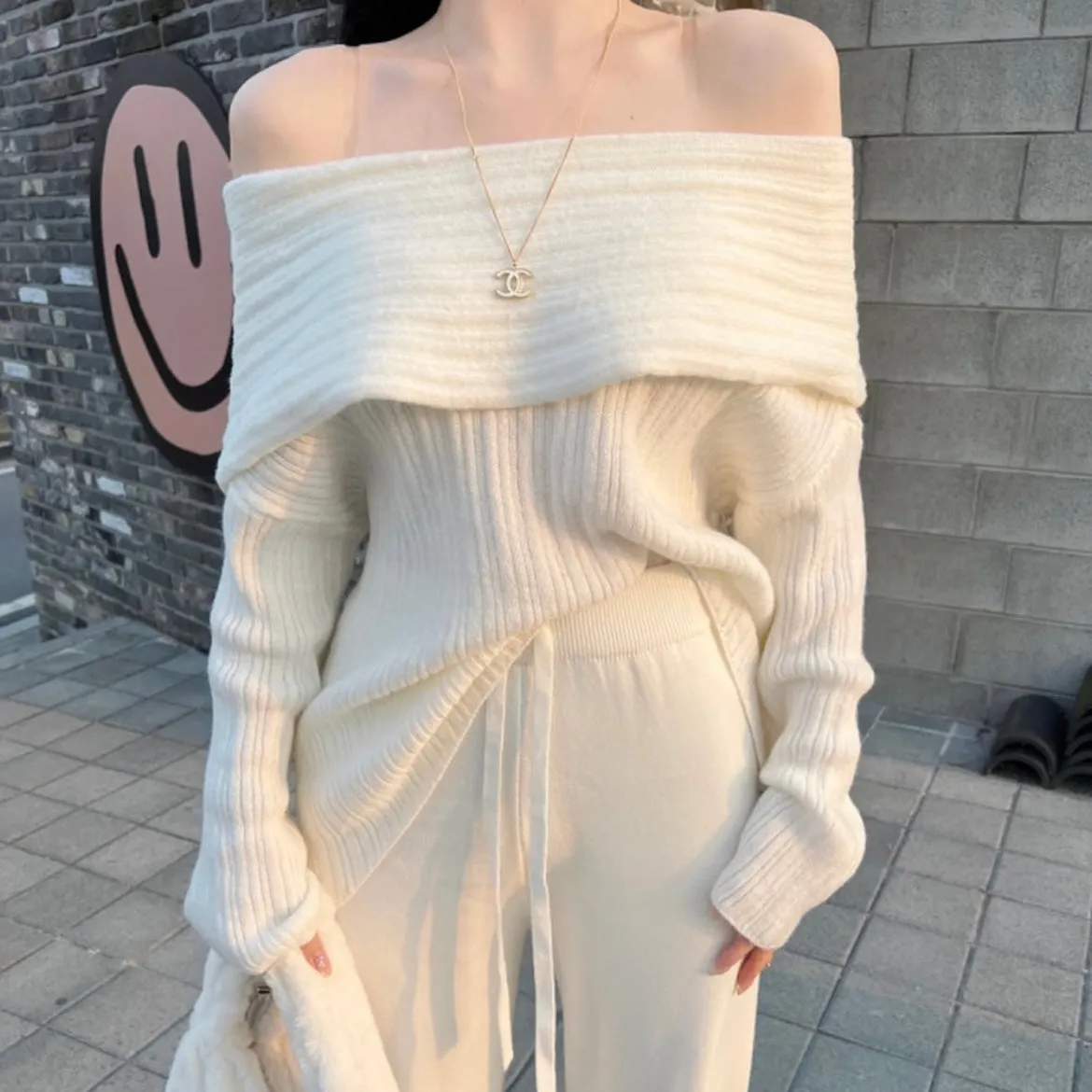 Off-Shoulder Knit Dress