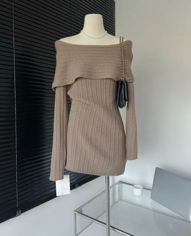 Off-Shoulder Knit Dress