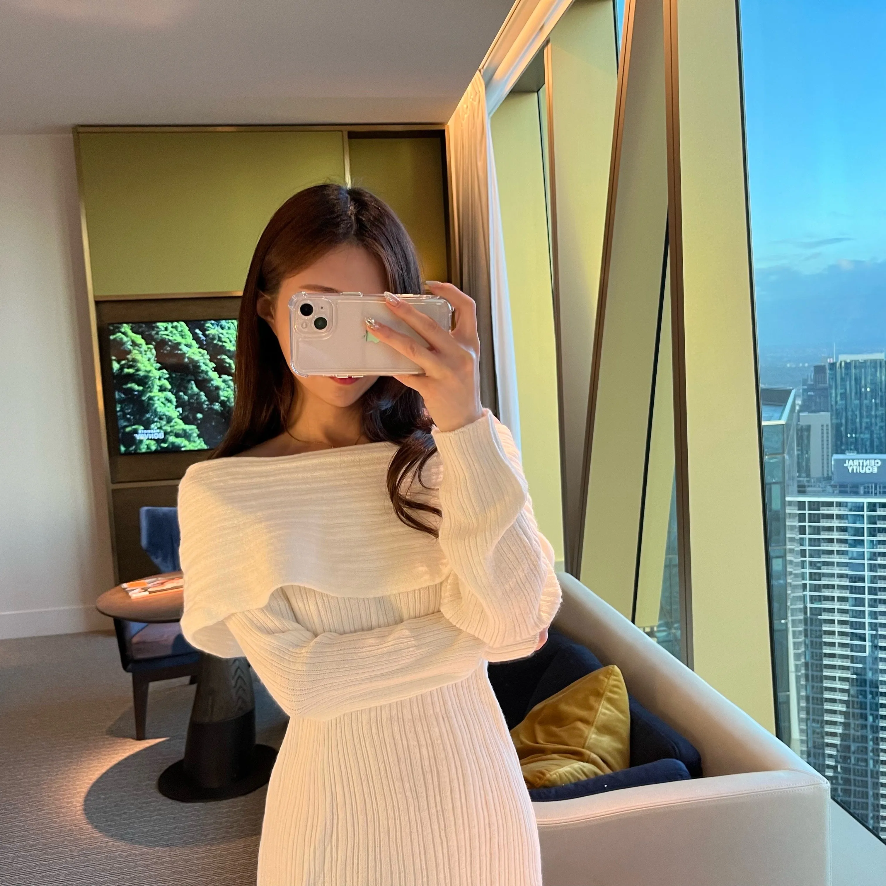 Off-Shoulder Knit Dress