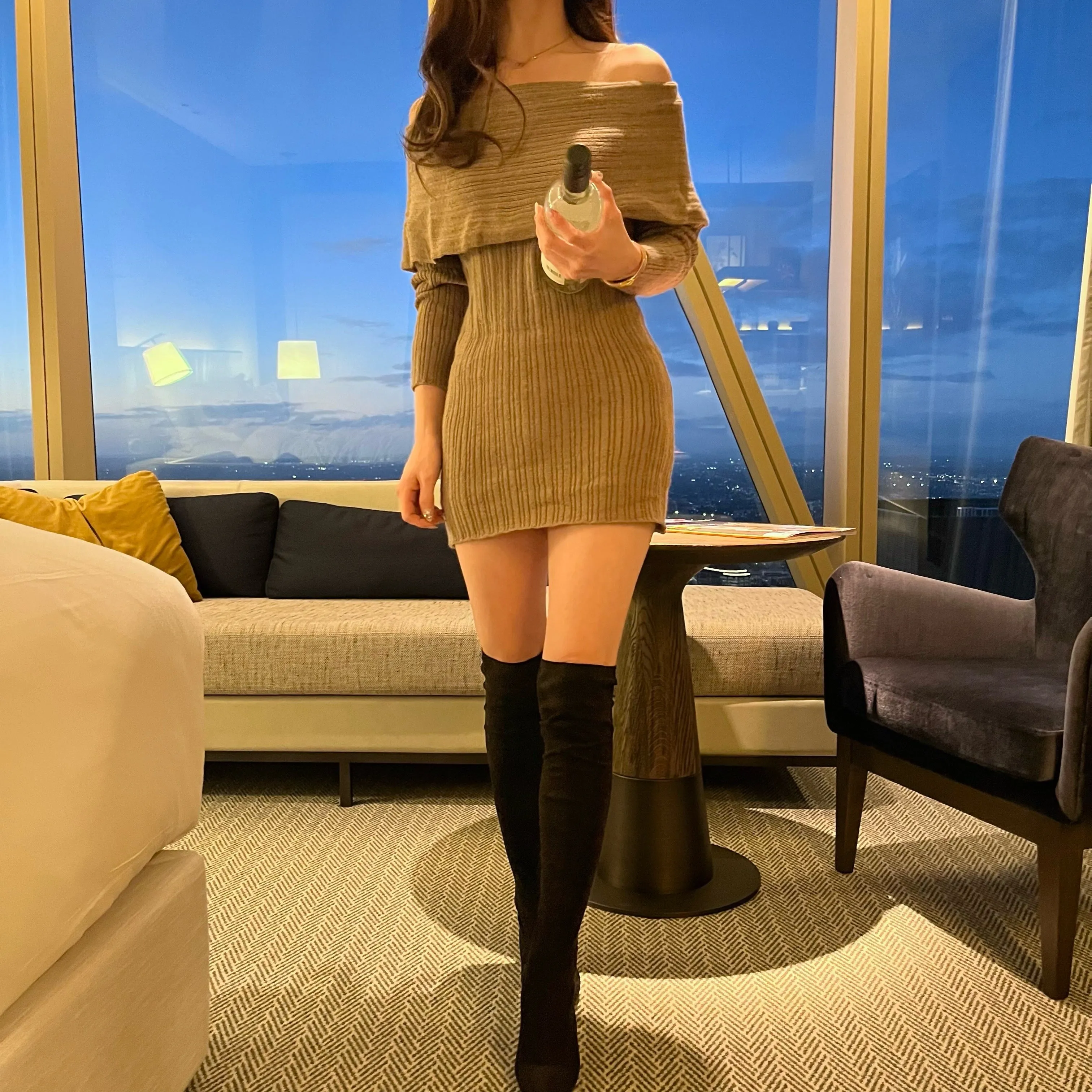 Off-Shoulder Knit Dress