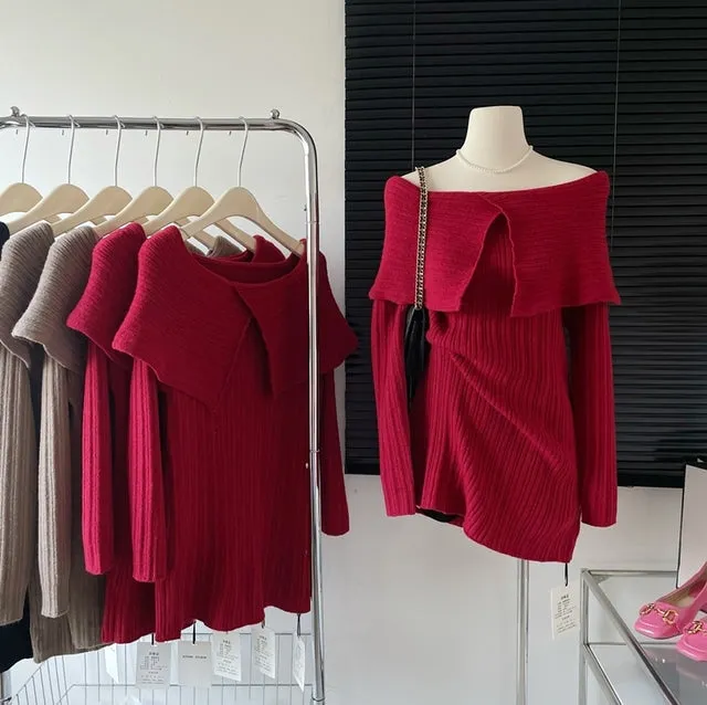 Off-Shoulder Knit Dress