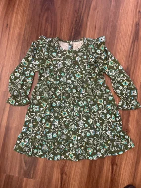 Olive Floral Ruffle Knit Dress